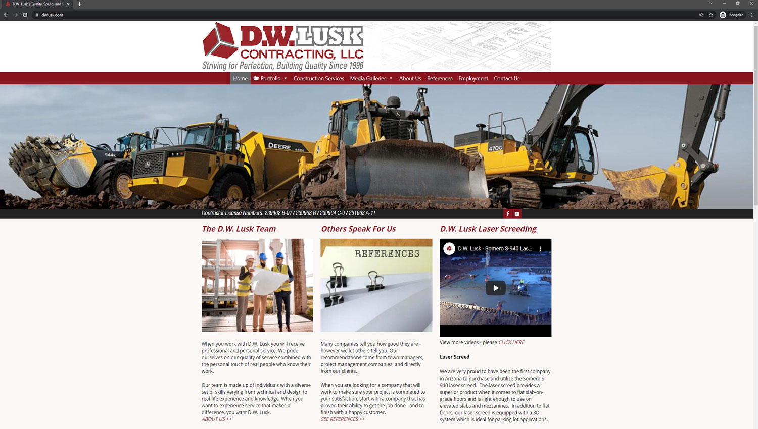 DW Lusk homepage screenshot