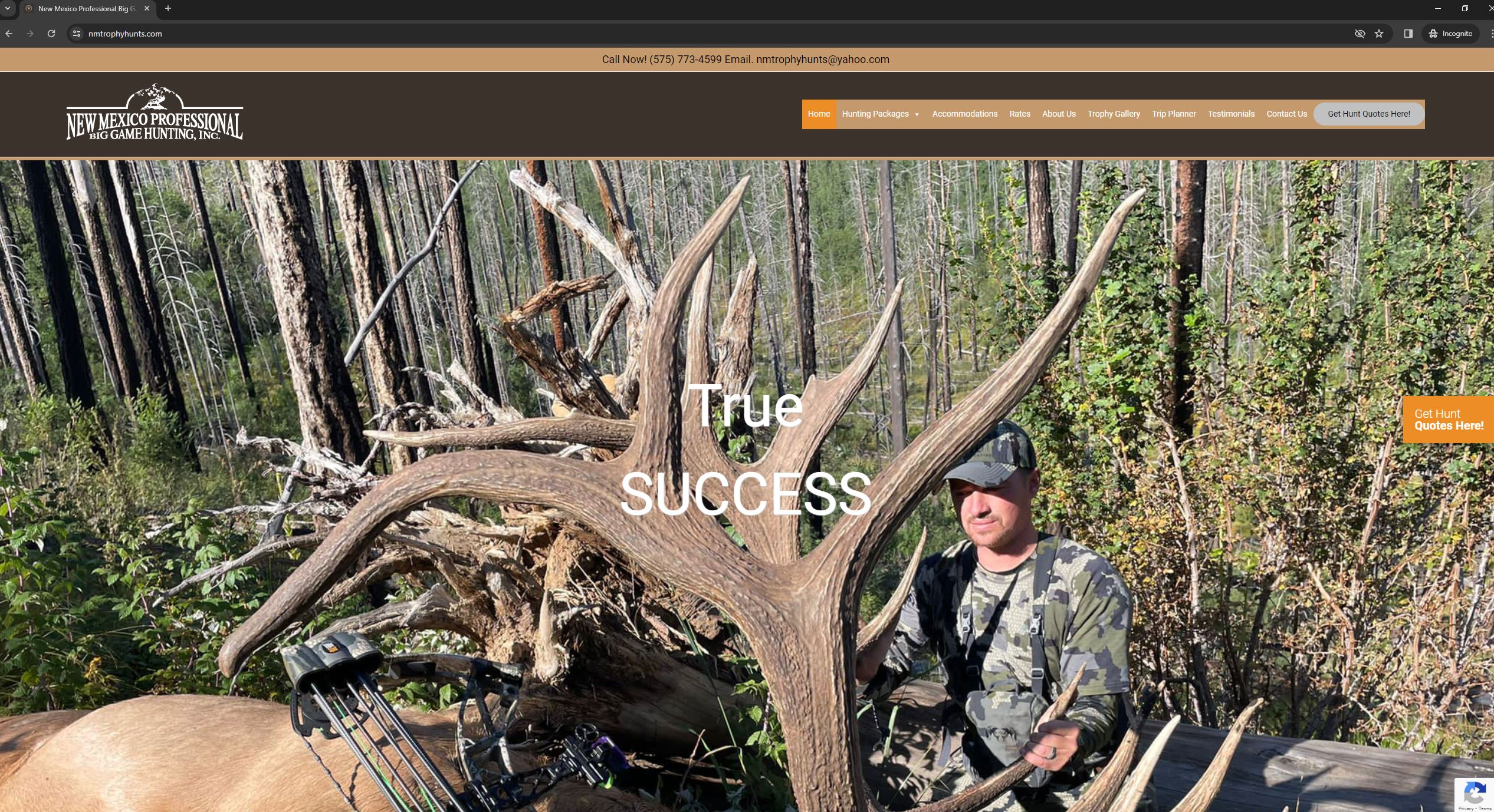New Mexico Trophy Hunts homepage screenshot